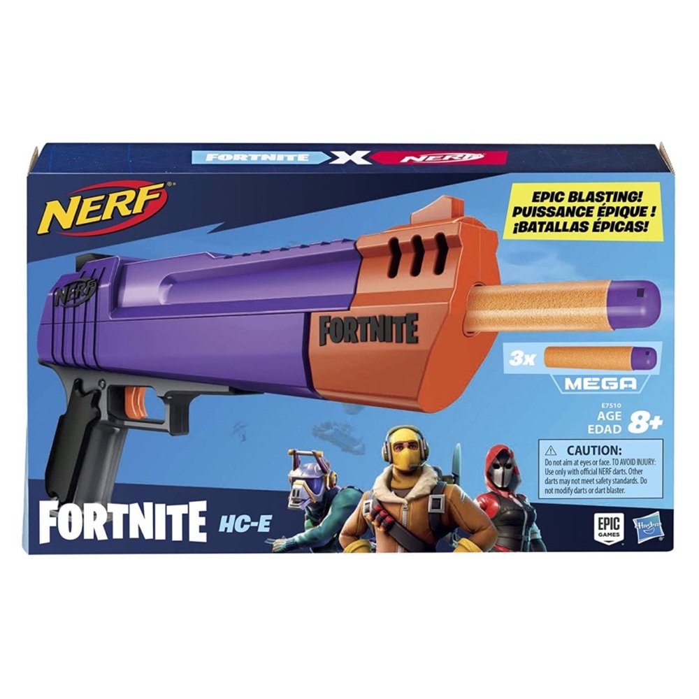 >>>SOLD<<<  NERF Fortnite HC-E Mega Dart Blaster-3 Official Mega Fortnite Darts